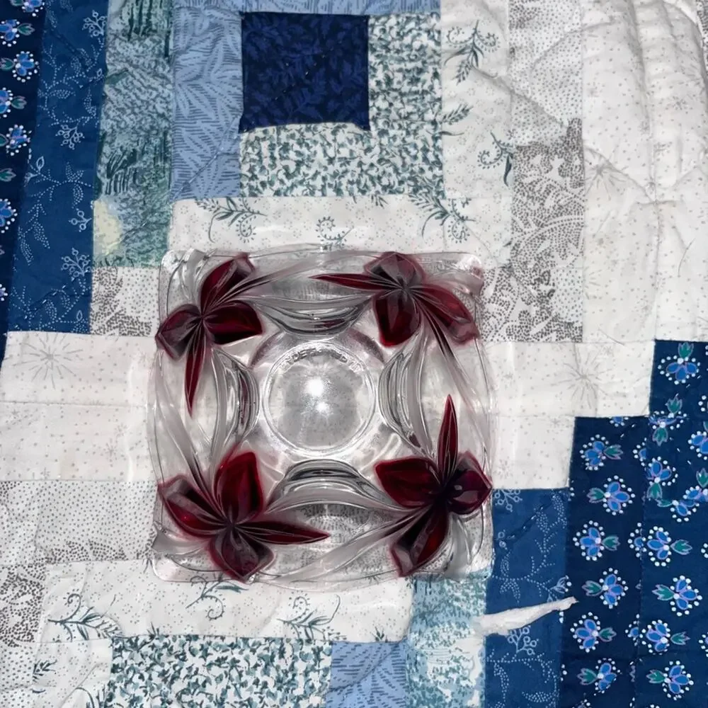 Mikasa Glass Red Floral Angelina Ruby Glass Candy Bowl 4.5